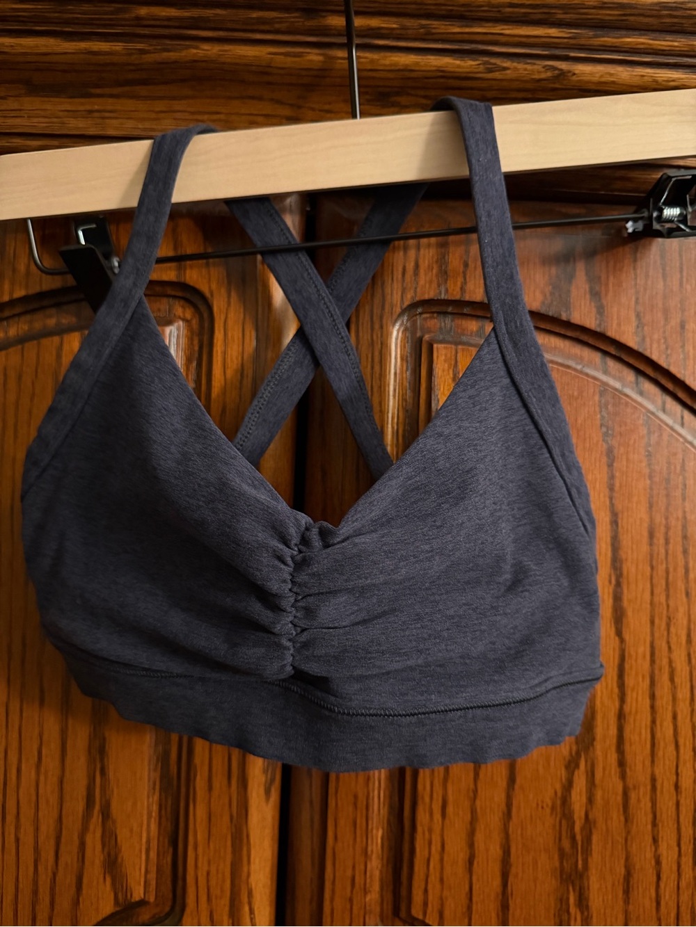 Vuori Women's Heathered Blue Cross-Back Bralette - Size S